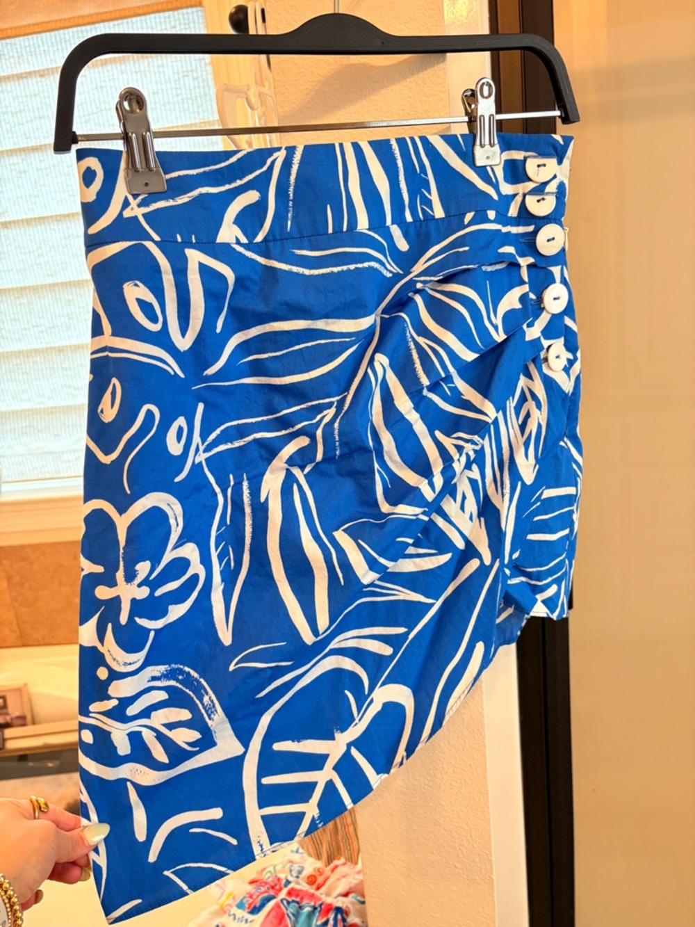 Zara Blue and White Tropical Print Dress